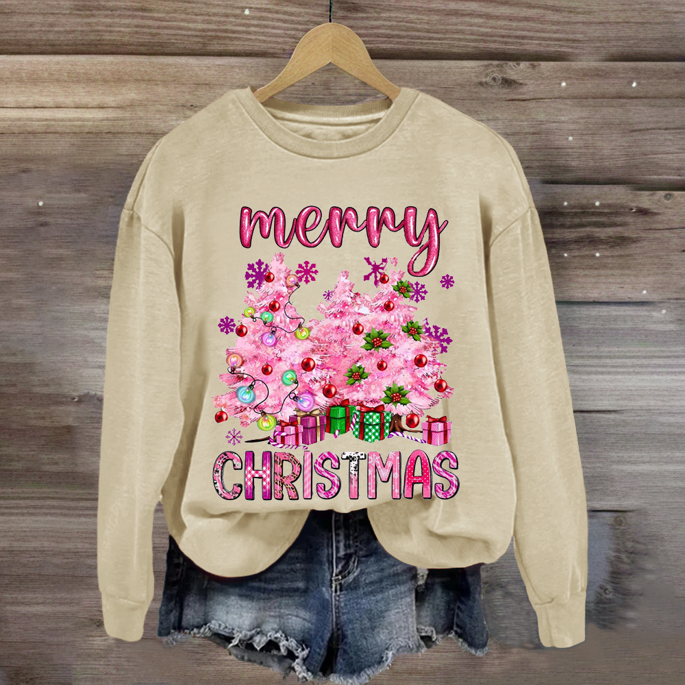 Pink Christmas Trees Teacher Sweatshirt