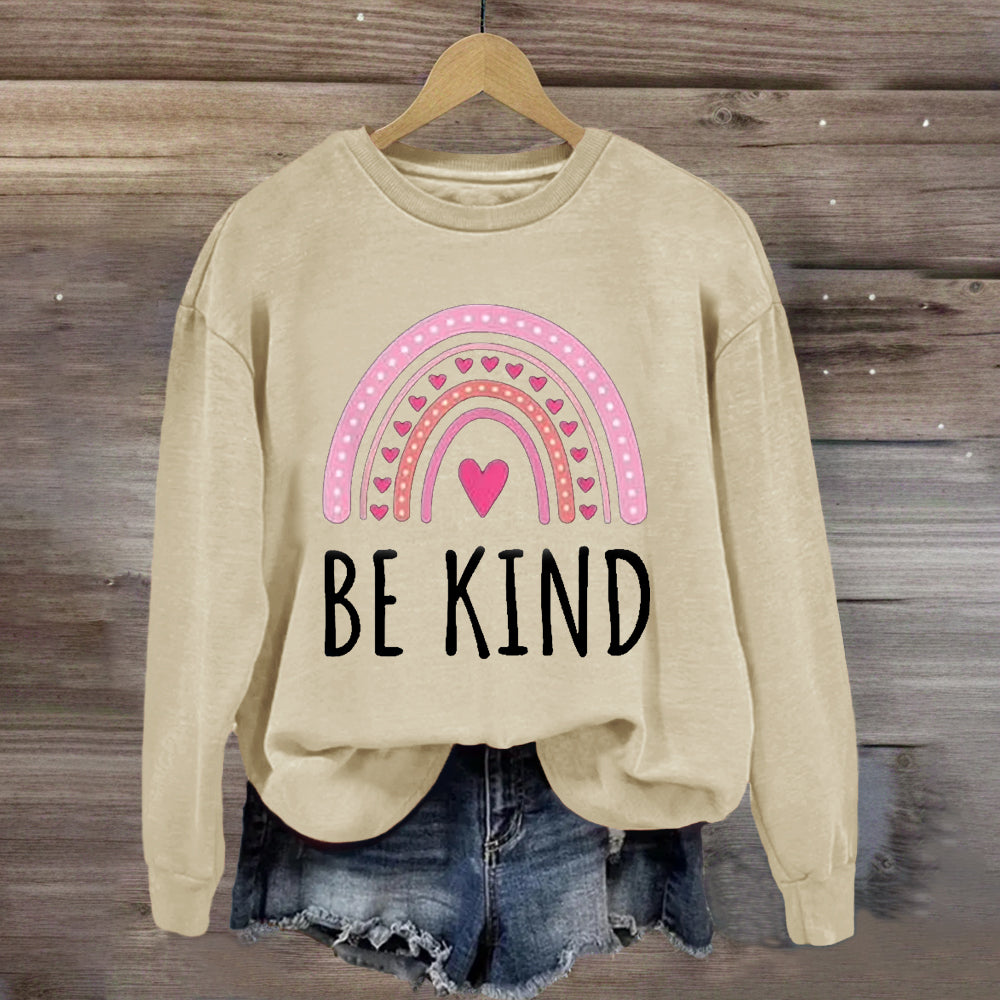 Be Kind Pink Heart Rainbow Sweatshirt