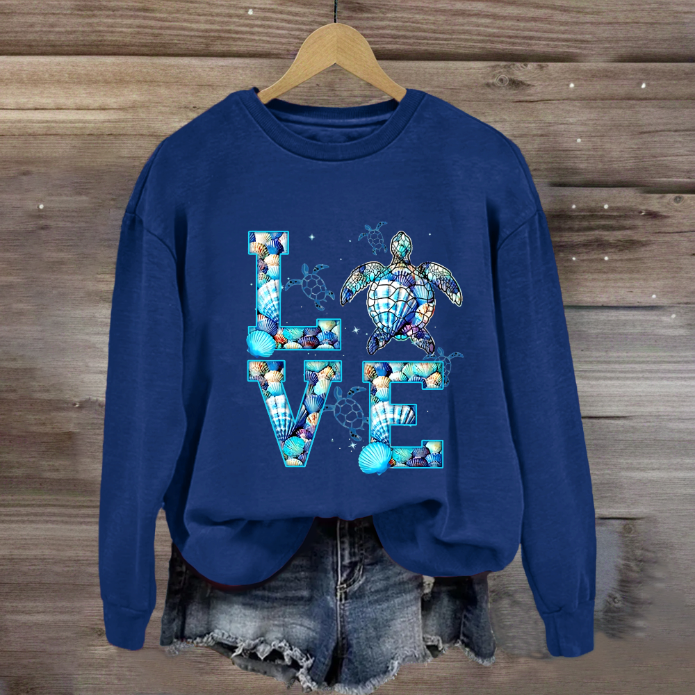 Blue Love For Sea Turtle Sweatshirt