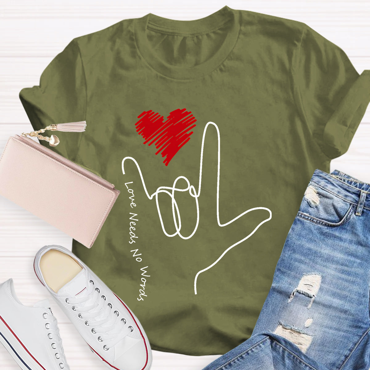 Love Need No Words Sign Language Love T-Shirt