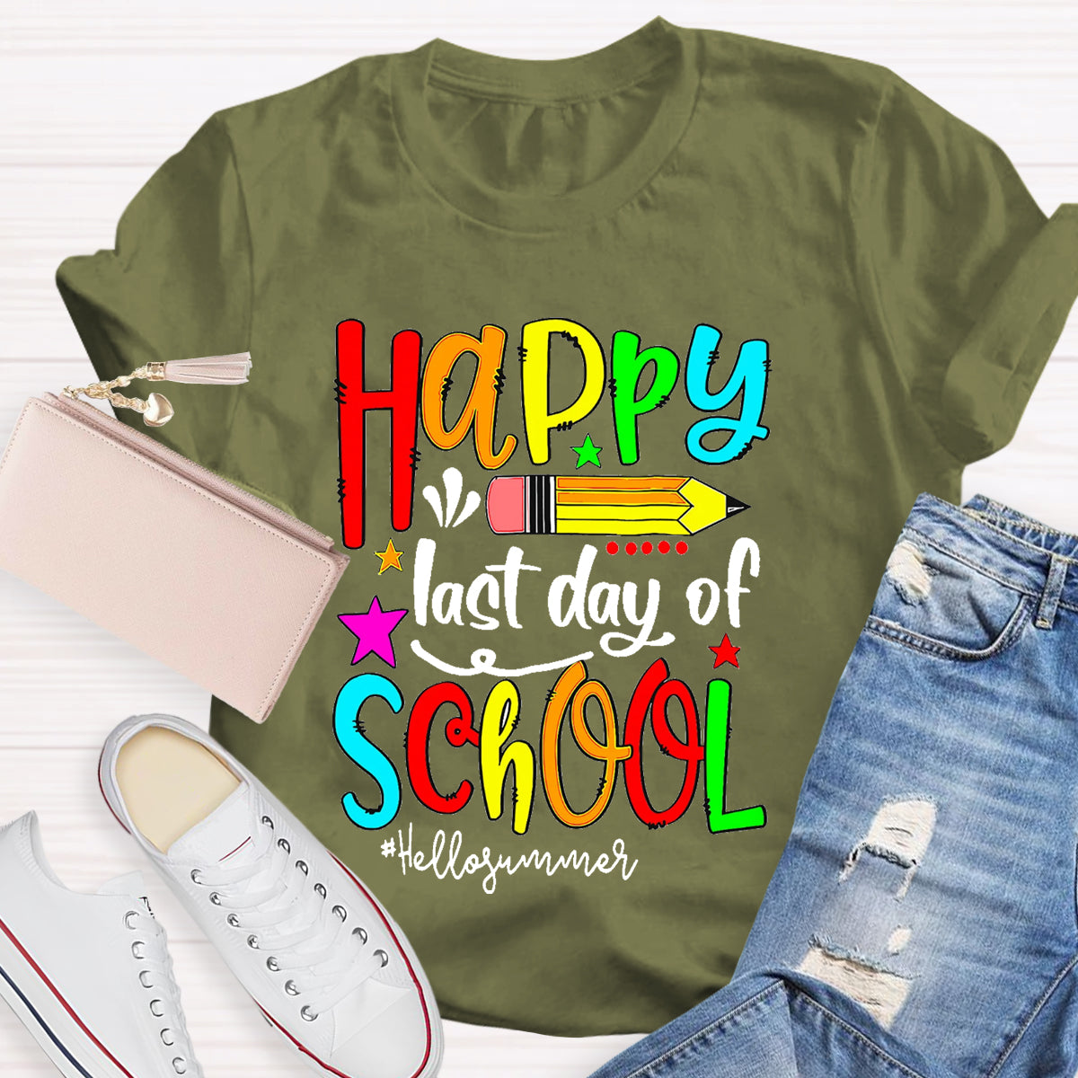 Happy Last Day Of School Hello Summer Teacher T-Shirt