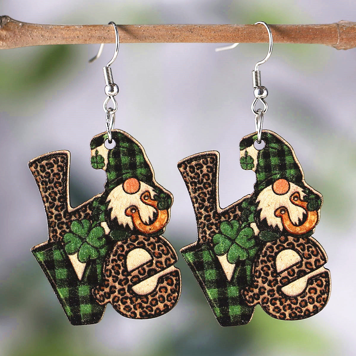 Leopard Print Love Clover Dwarf Earrings