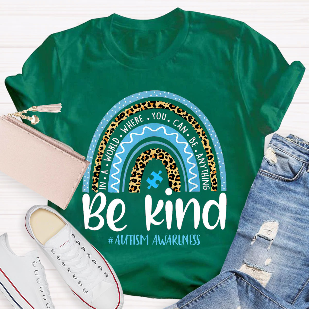 Be Kind Blue Rainbow Teacher T-Shirt