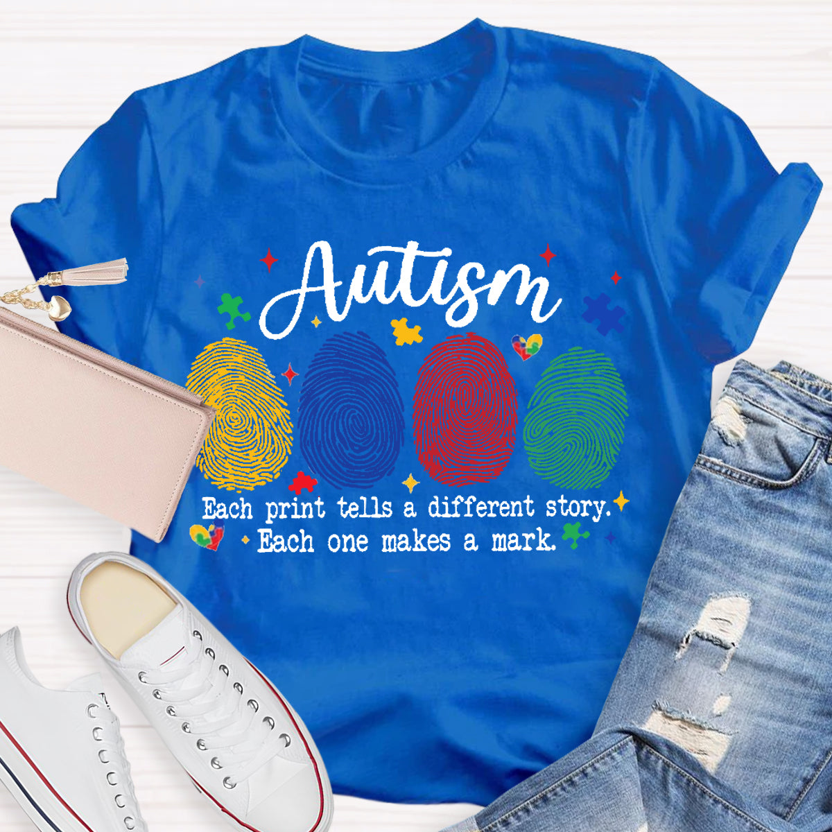 Autism Each One Makes A Mark Teacher T-Shirt