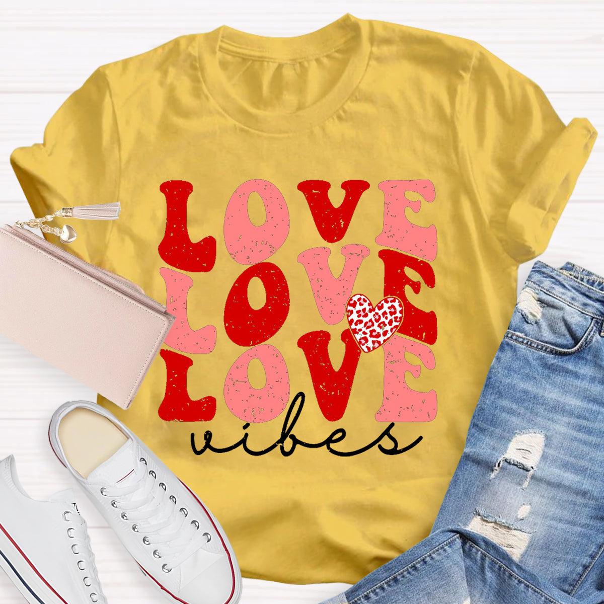Love Vibes Valentine's Day Teacher T-Shirt