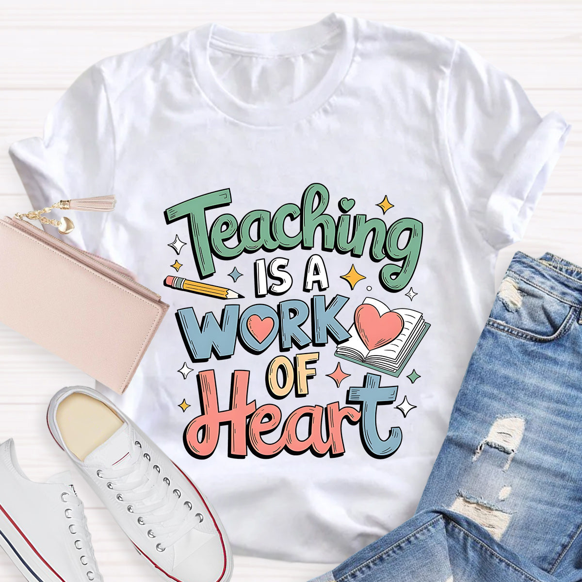 Teaching Is A Work Of Heart Teacher T-Shirt