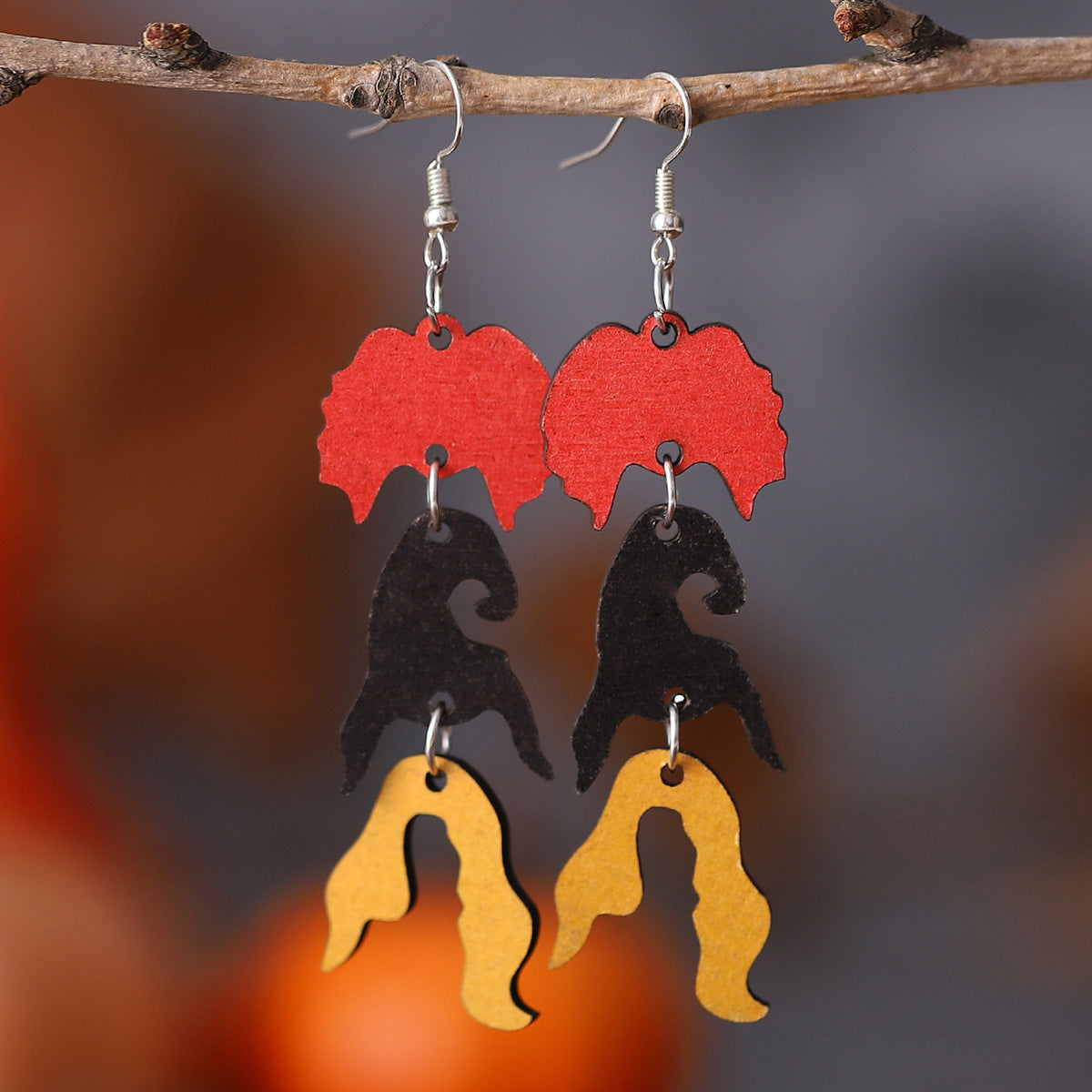Witch Pumpkin Bat Ghost Pendant Earrings