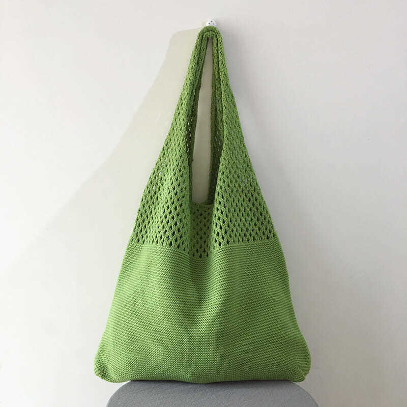 Woven Knit Solid-Color Crossbody Handbag