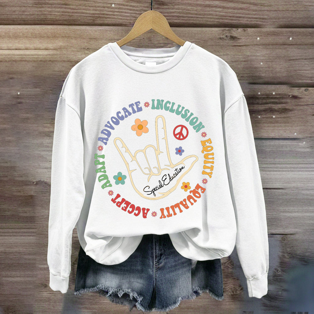 Accept Adapt Special Education Teacher Sweatshirt