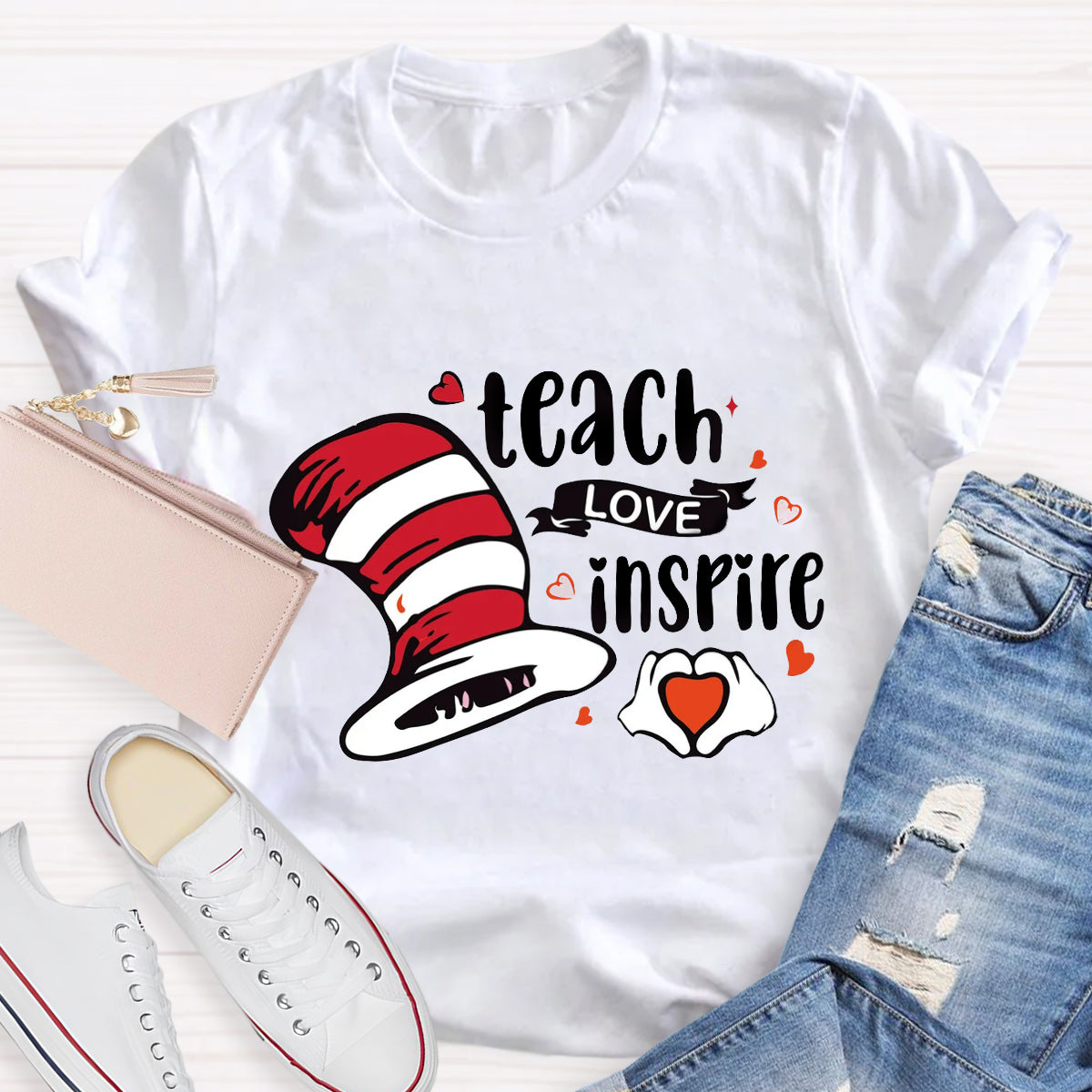Teach Love Inspire Children's Books Teacher T-Shirt