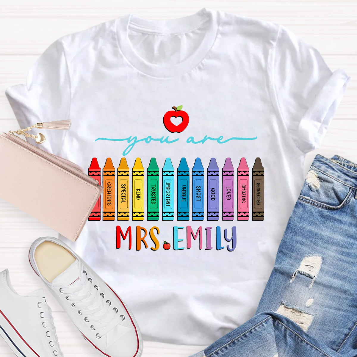 Personalized Name You Are Good Special Crayon Apple T-Shirt