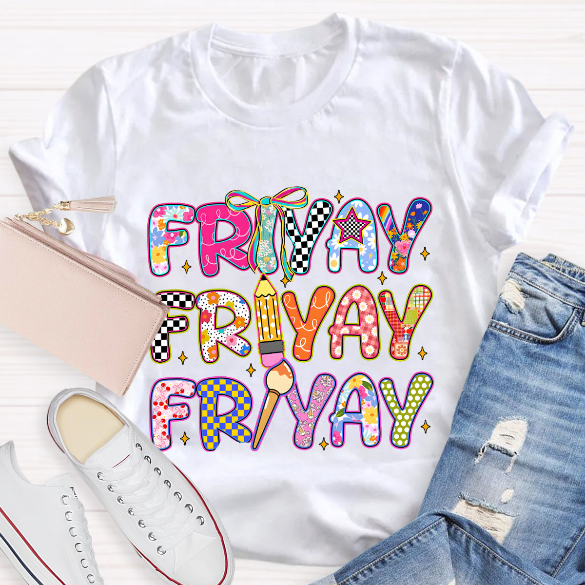 Friyay Star Pencil Teacher T-Shirt