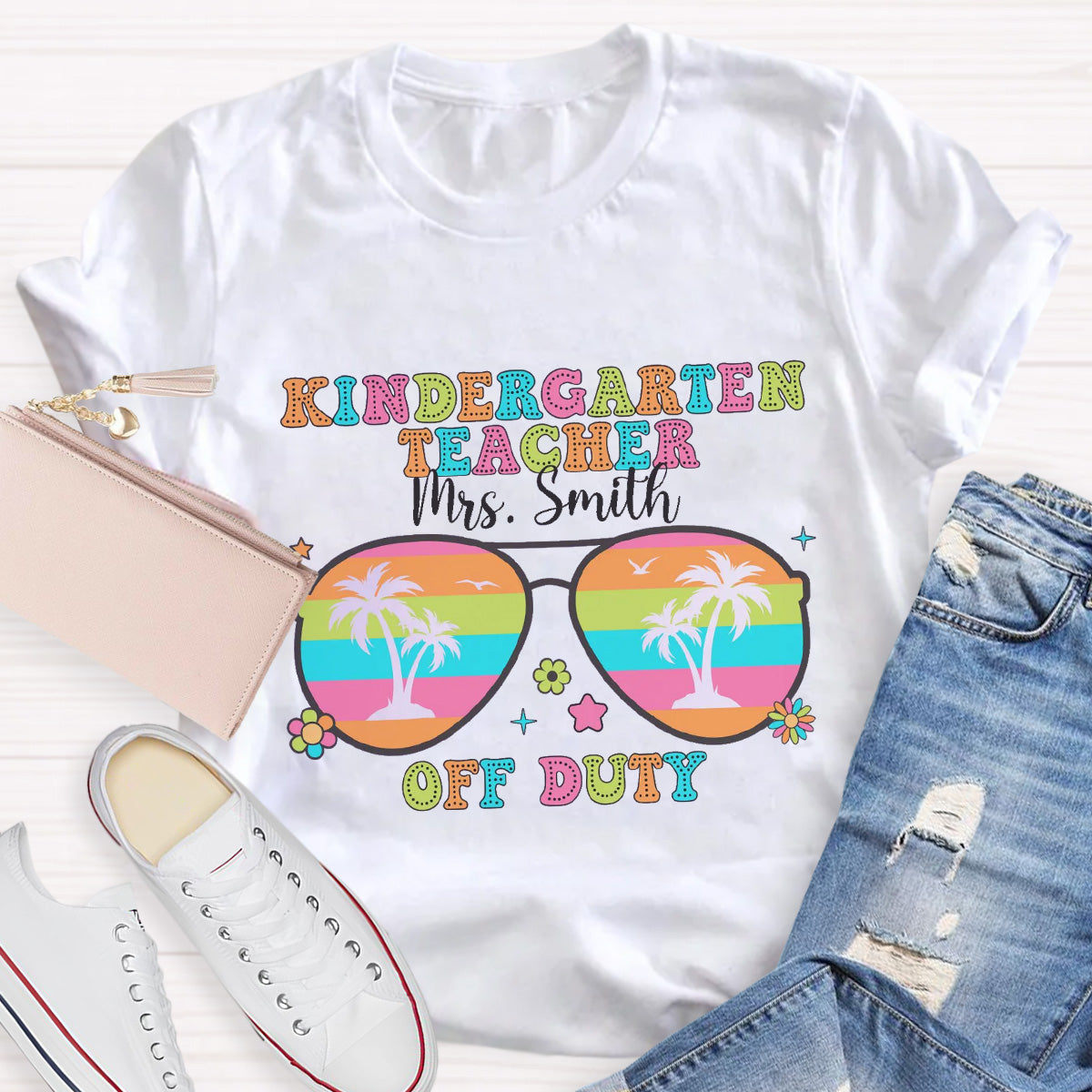 Personalized Name And Grade Off Duty Teacher T-Shirt