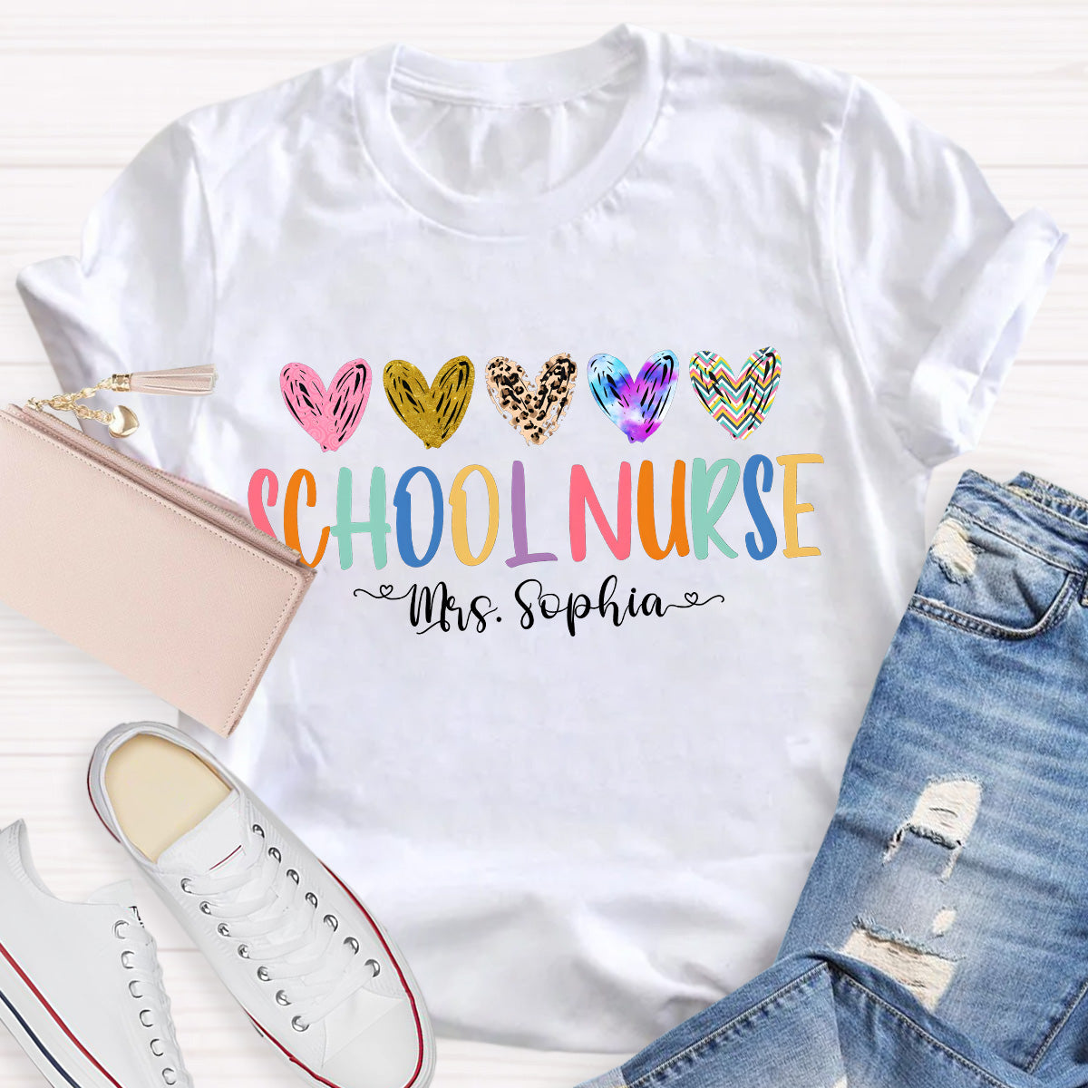 Personalized Name School Nurse Teacher T-Shirt