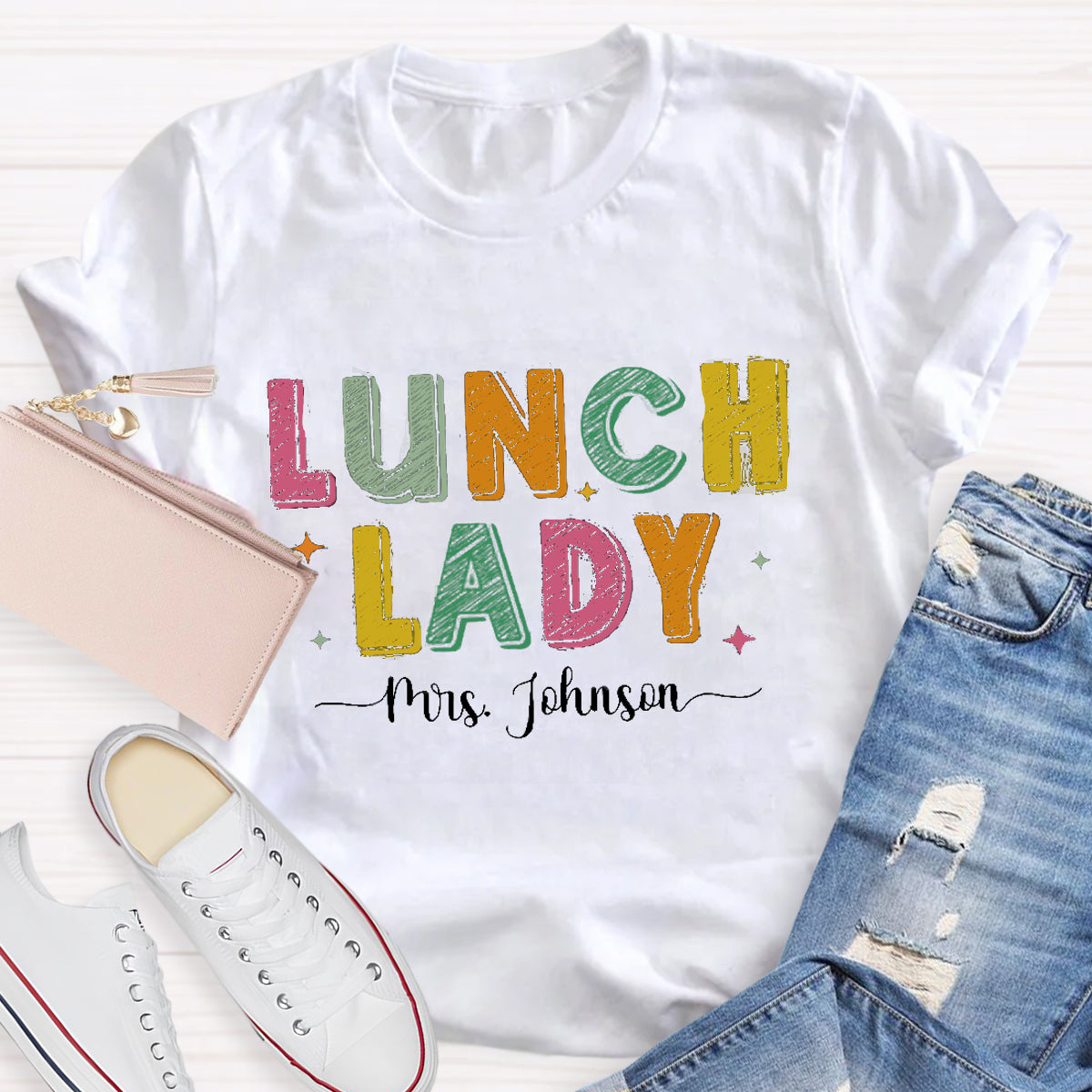 Personalized Lunch Lady Name Teacher T-Shirt