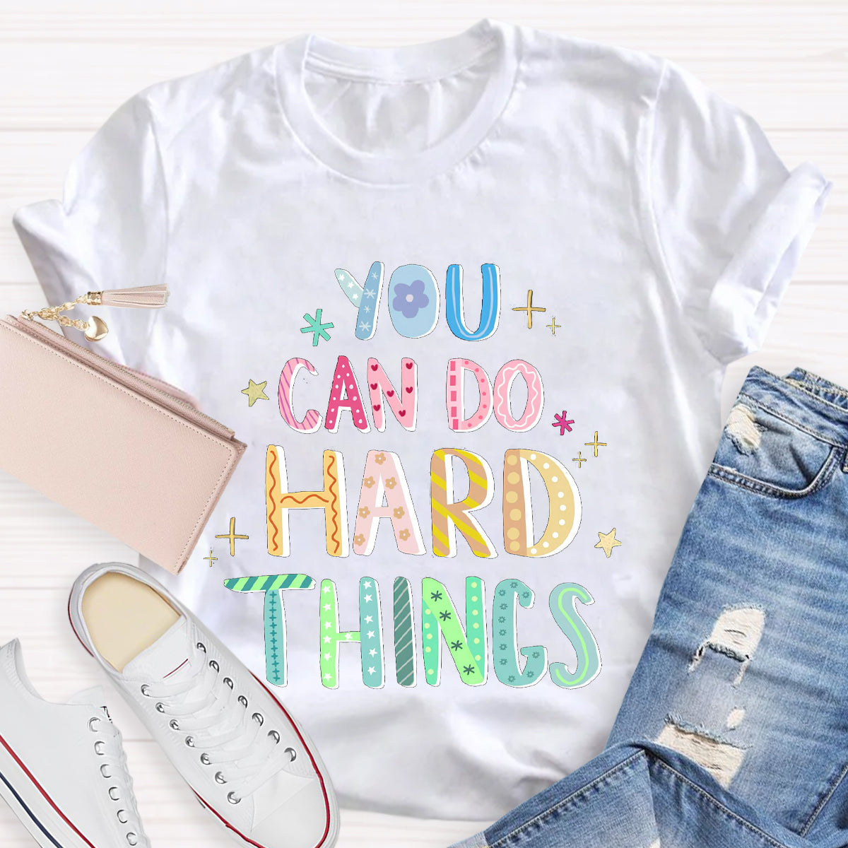 You Can Do Hard Things Motivational Language T-Shirt