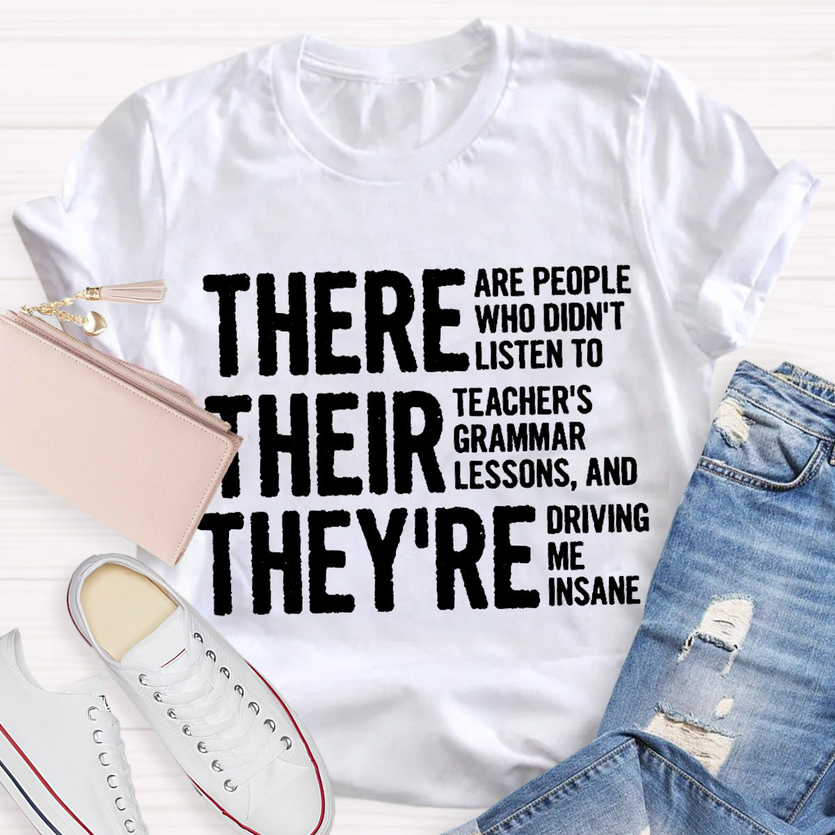 Grammar Lessons Black Letters Teacher T-Shirt