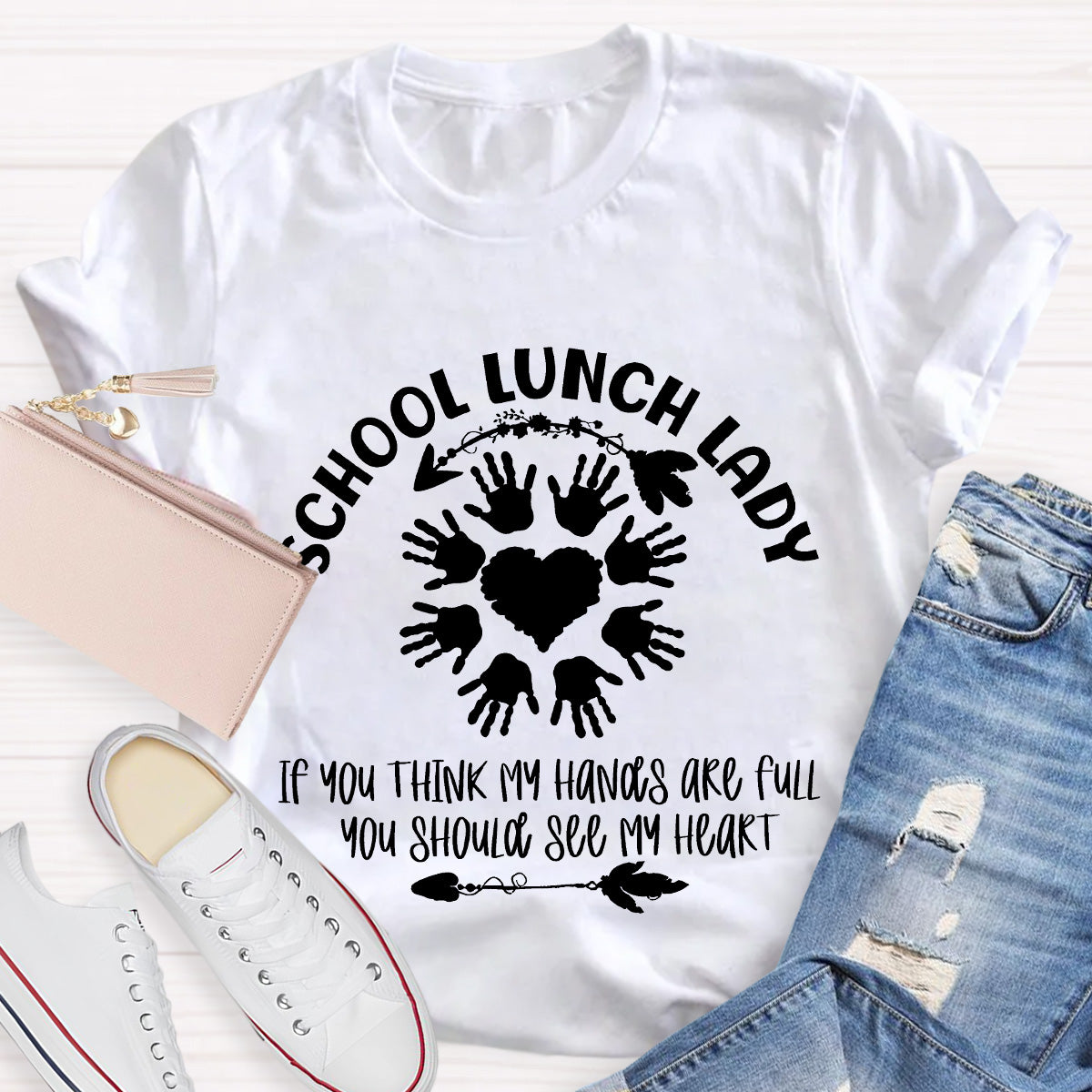 School Lunch Lady See My Heart Teacher T-Shirt