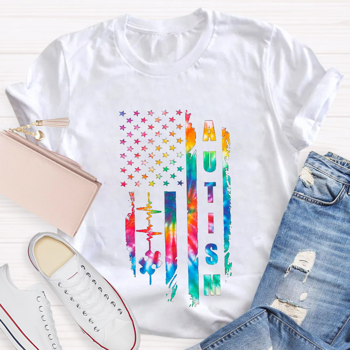 Autism colorful Star Teacher T-Shirt