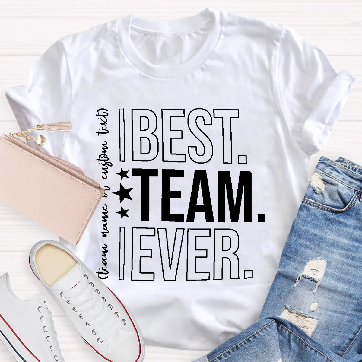 Personalized Best Team Ever Star Printed T-Shirt