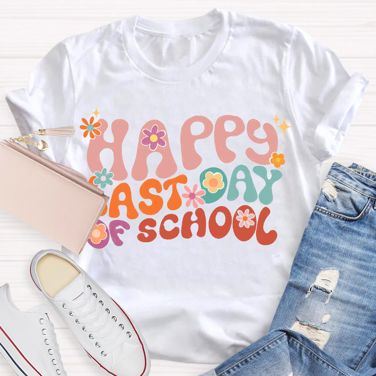 Happy Last Day Of School Flower Teacher T-Shirt