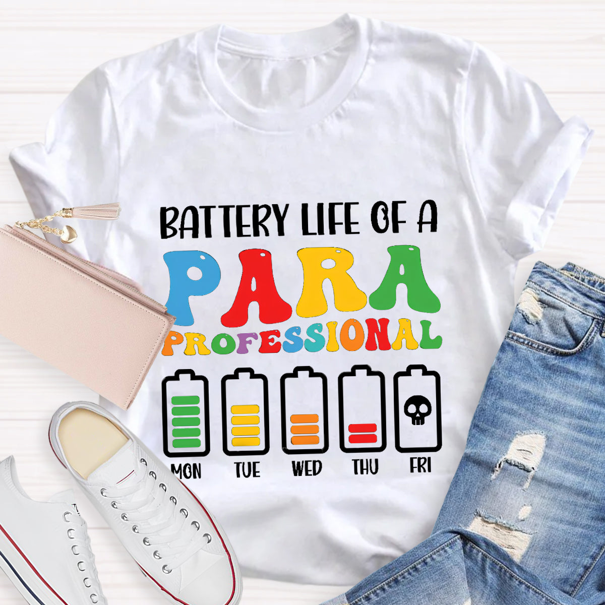 Battery Life of Paraprofessional Teacher T-Shirt