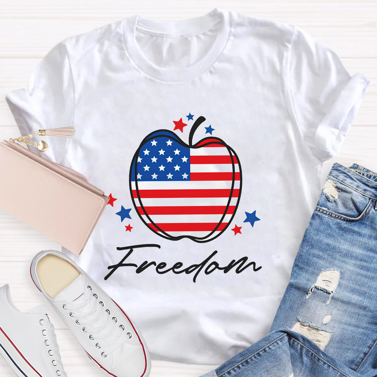 Freedom Apple Teacher T-Shirt