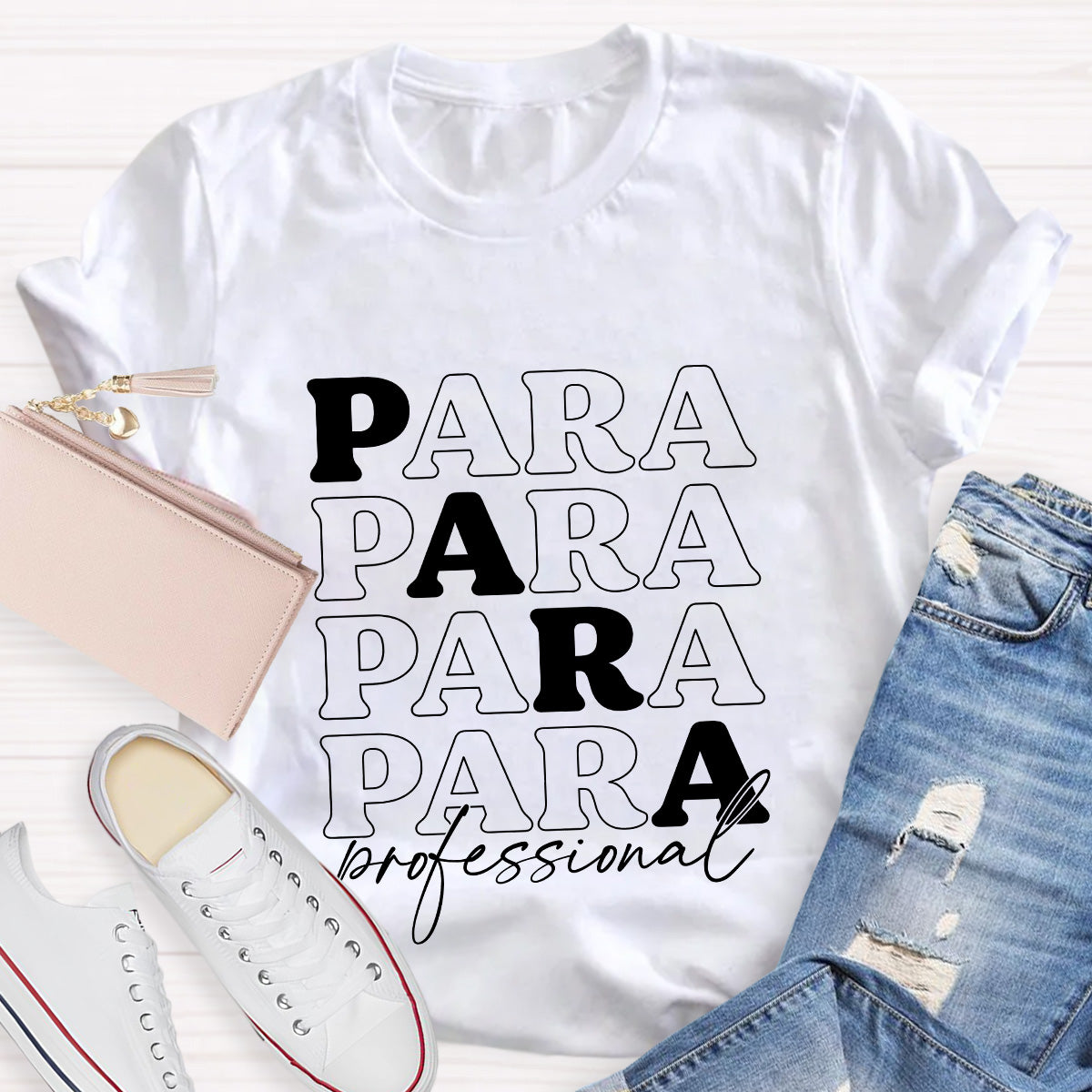 Para Profession Black Letters Teacher T-Shirt