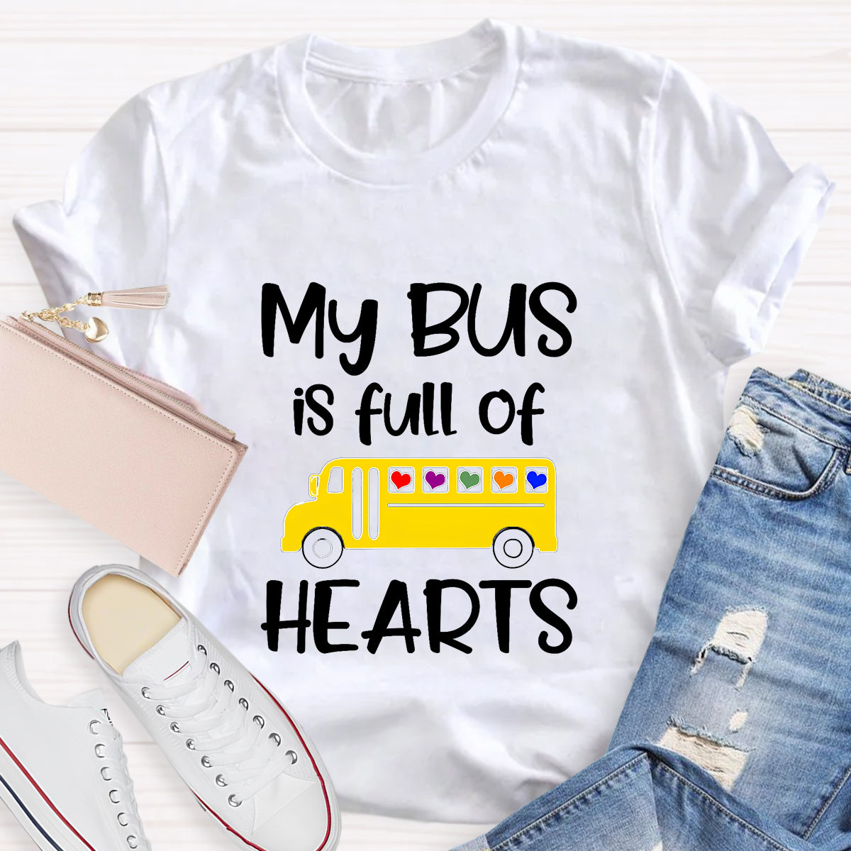 My Bus Is Full Of Hearts Teacher T-Shirt