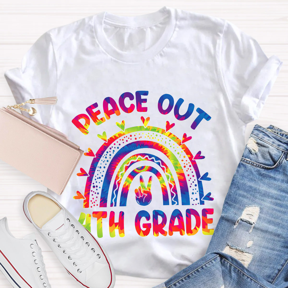 Personalize Grade Peace Out Teacher T-Shirt