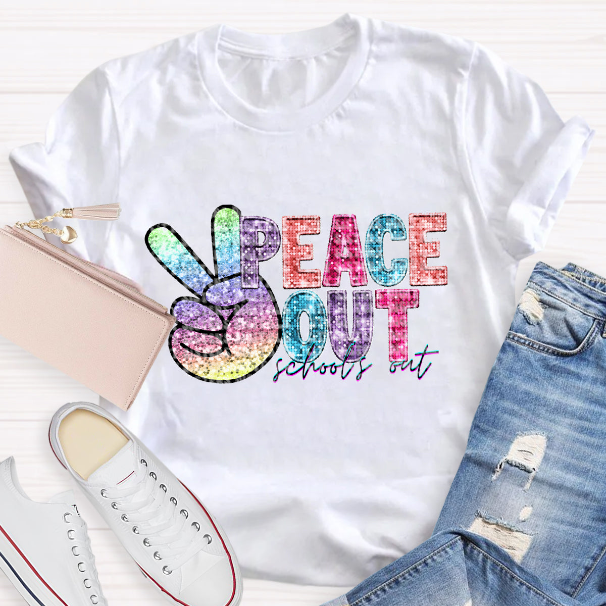 Peace Out Last Day Of School Teacher T-Shirt