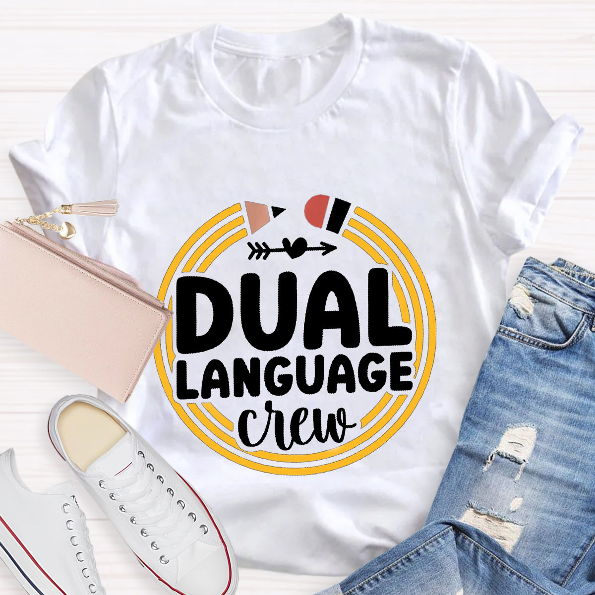 Dual Language Crew Teacher T-Shirt