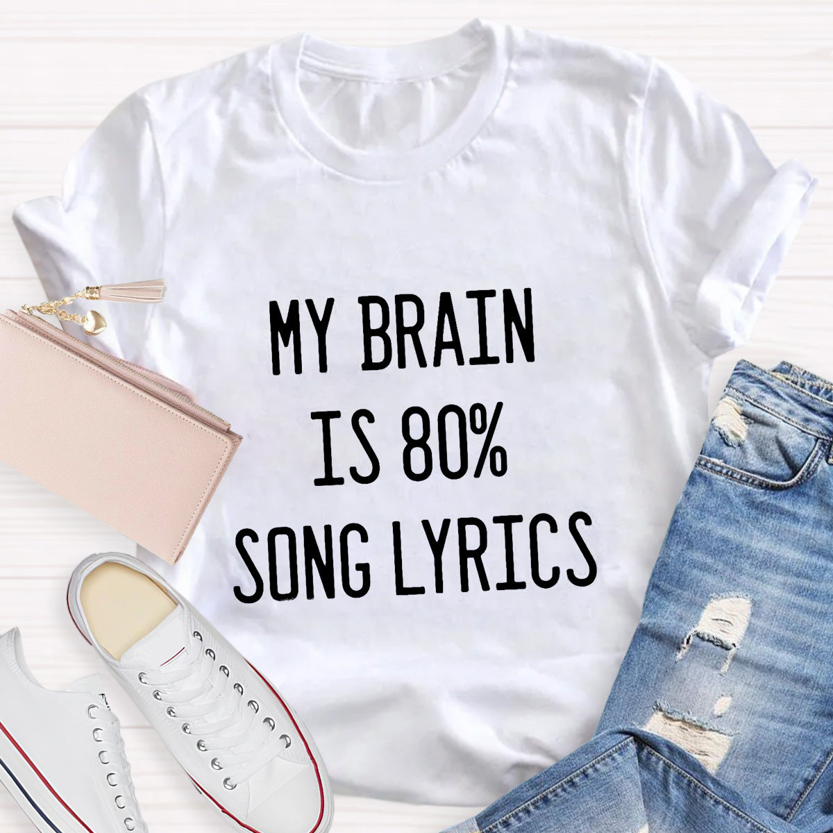 My Brain Is Eighty Percent Song Lyrics Teacher T-Shirt