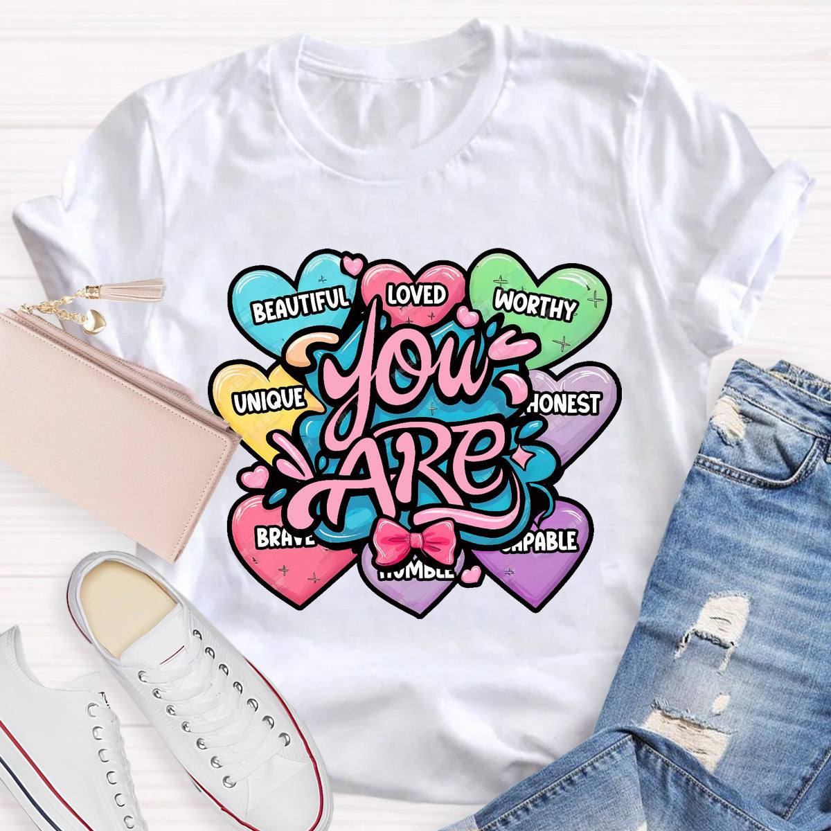 You Are Beautiful Loved Worthy Teacher T-Shirt