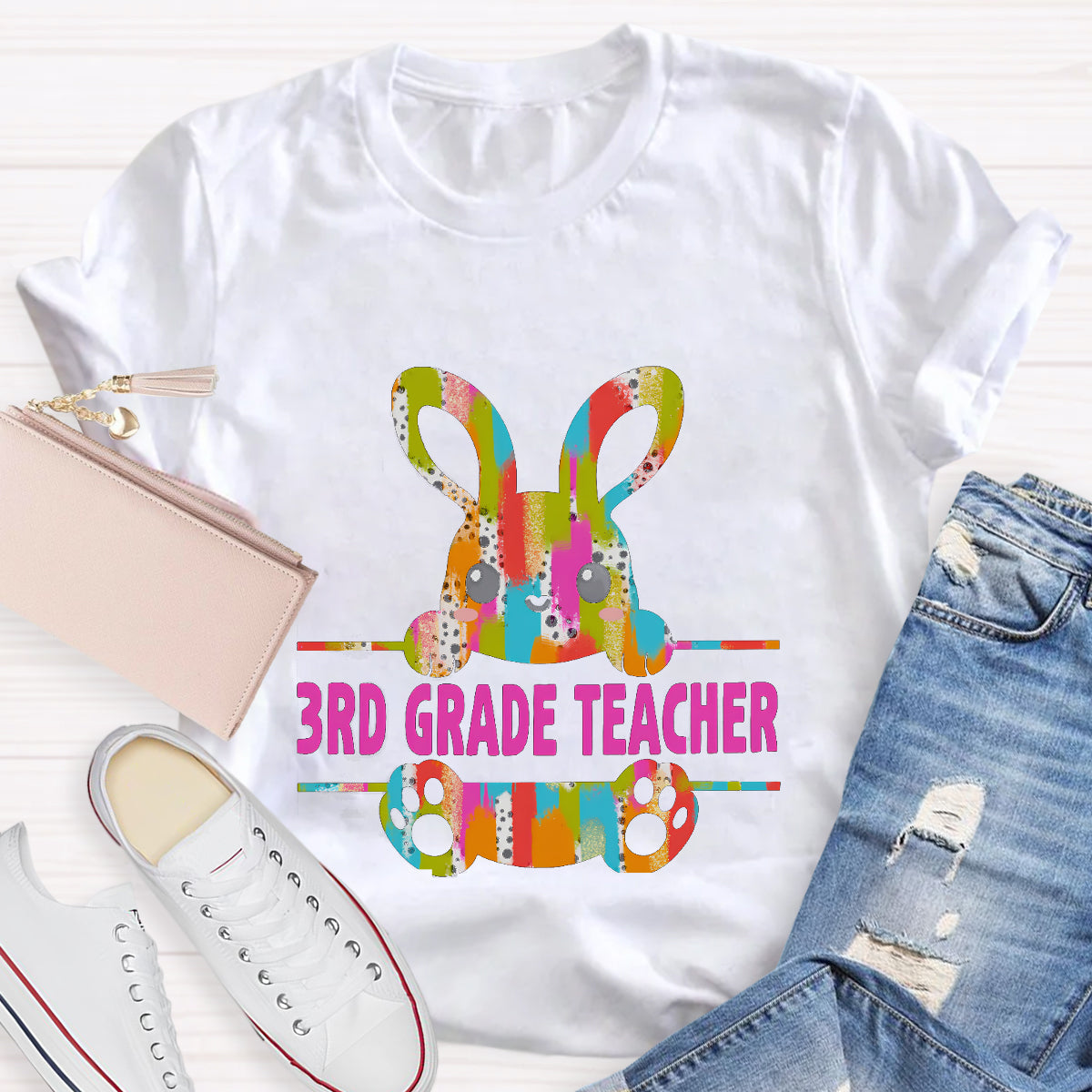 Personalized Grade Easter Bunny Teacher T-Shirt