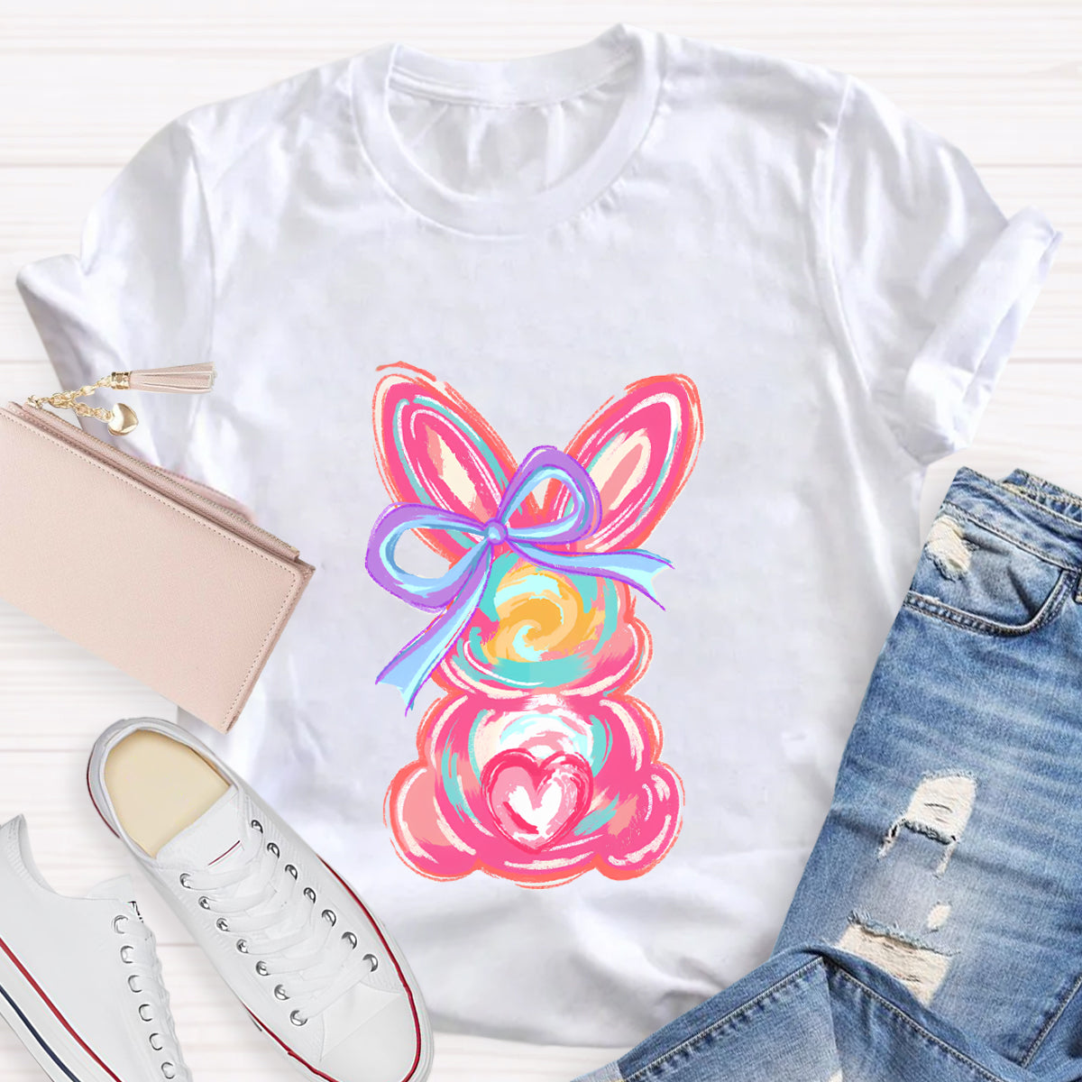 Colorful Bunny Happy Easter T-Shirt