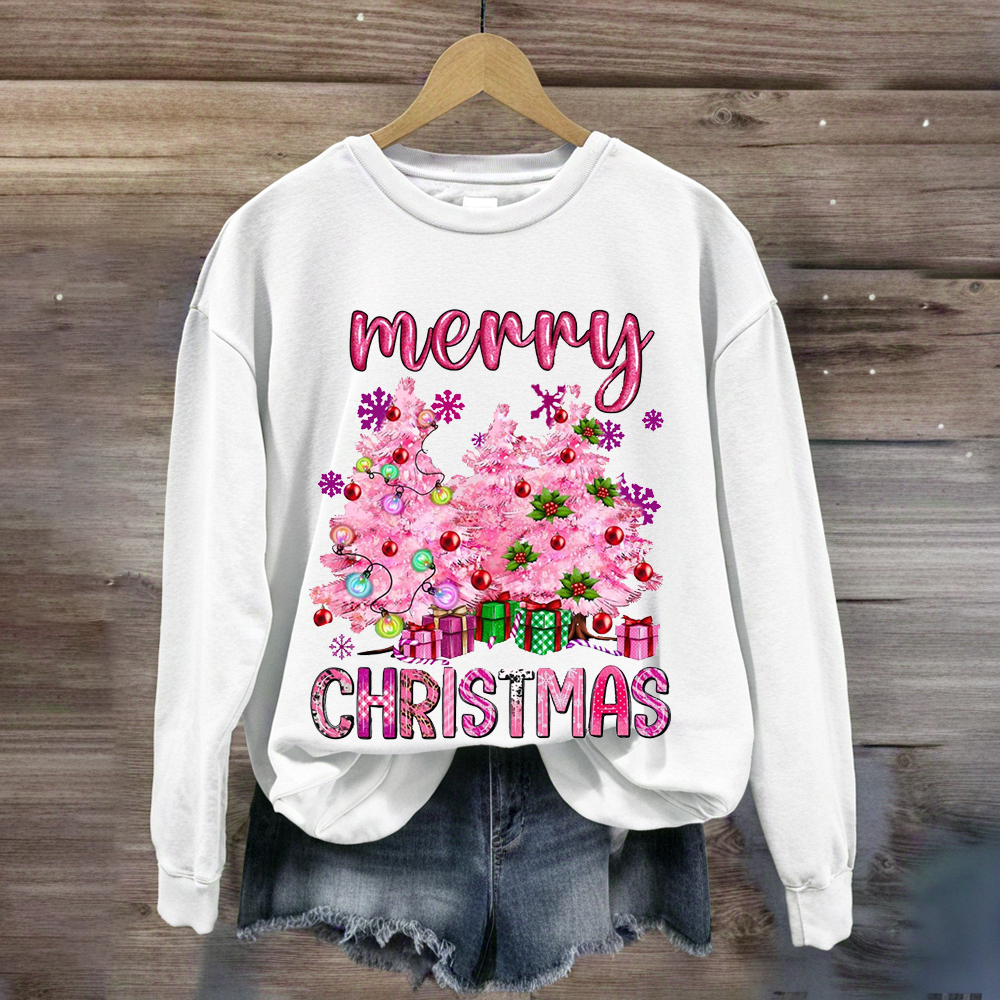 Pink Christmas Trees Teacher Sweatshirt