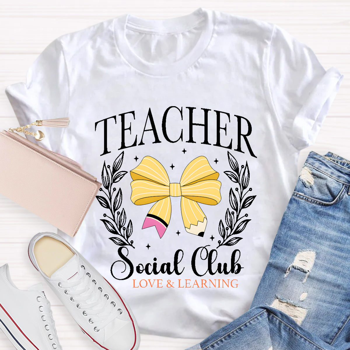 Teacher Social Club Love And Learning Teacher T-Shirt