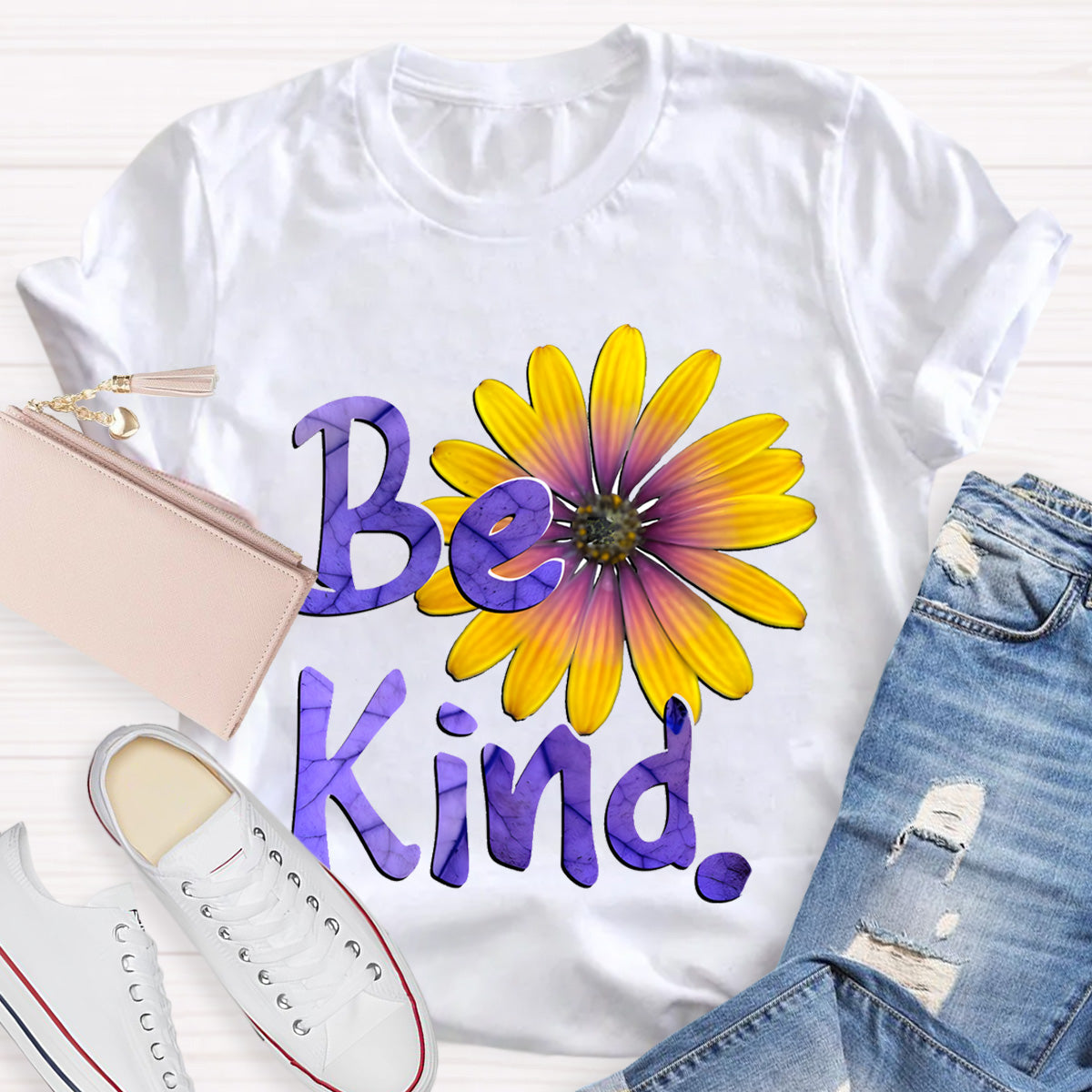 Brighter Sunflower Be Kind Teacher T-Shirt