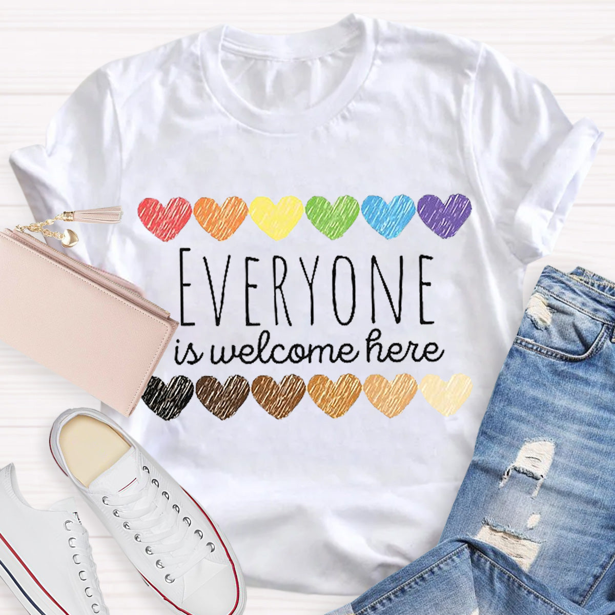 Everyone Is Welcome Here Teacher T-Shirt
