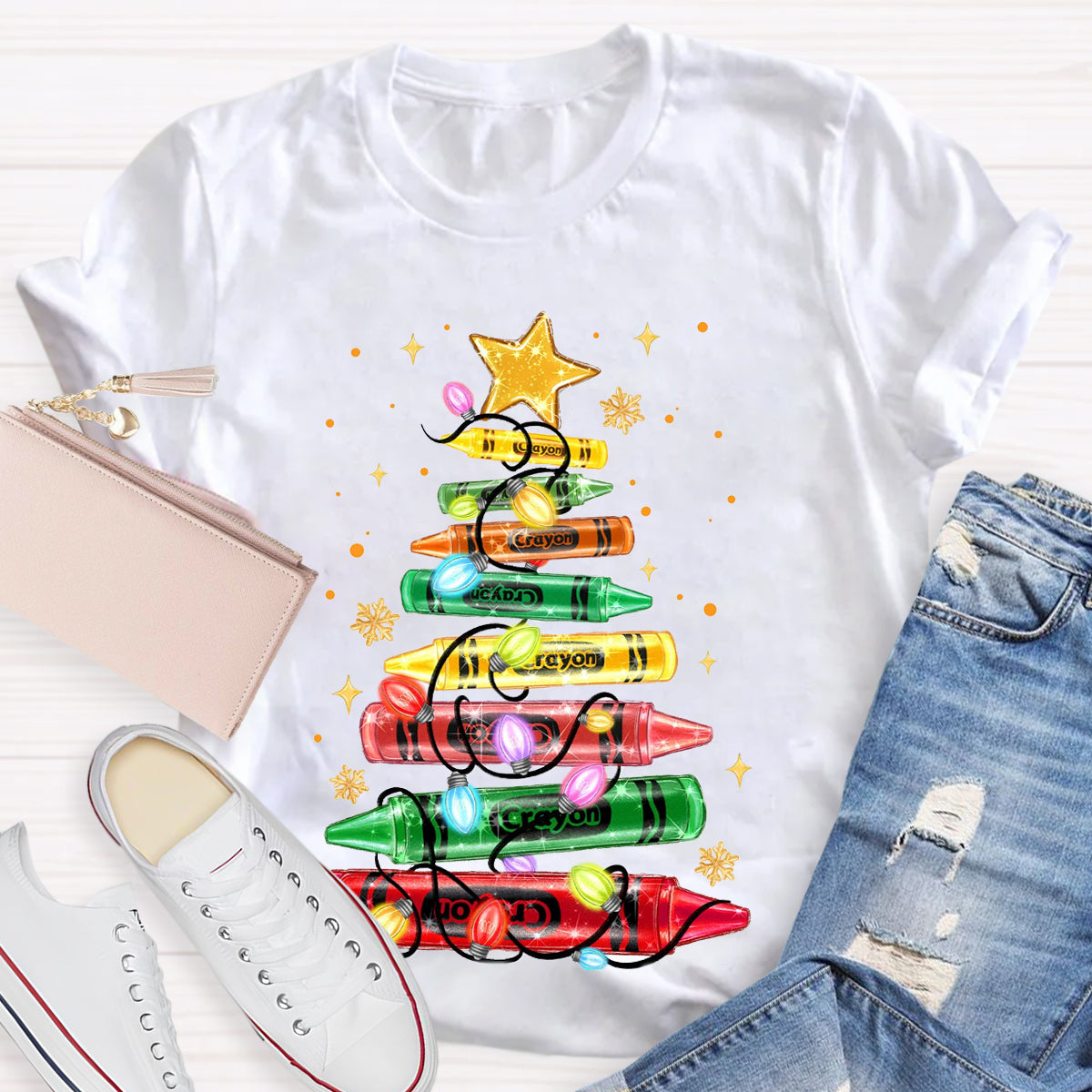 Christmas Crayon Tree  T-Shirt