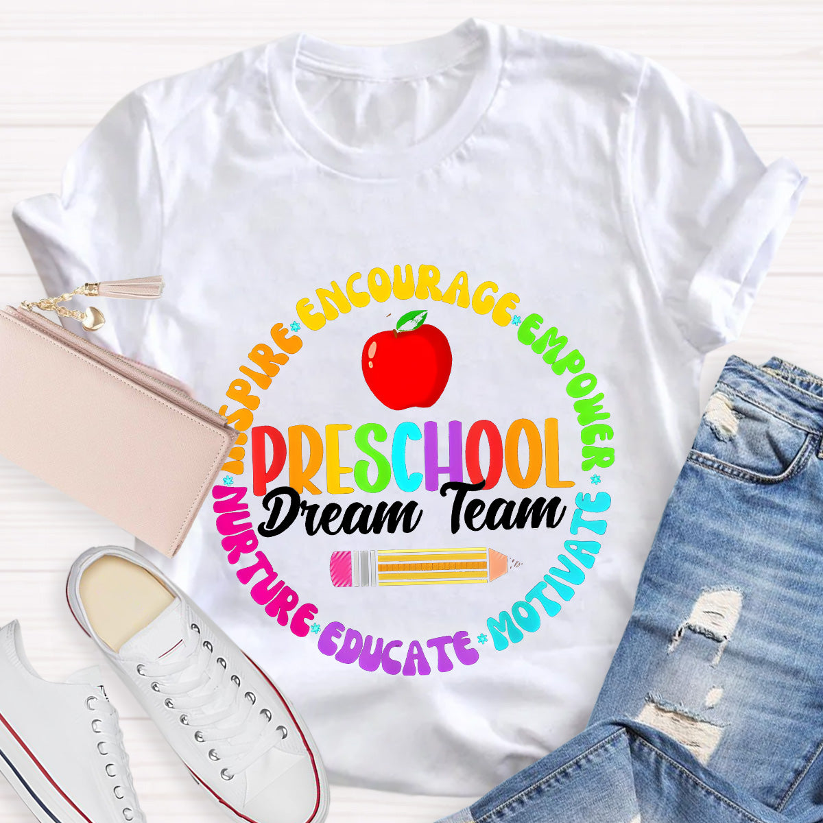Personalized Grade Preschool Dream School Apple Teacher T-Shirt