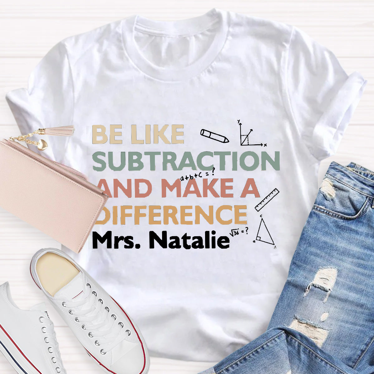 Personalized Name Make A  Difference Teacher T-Shirt