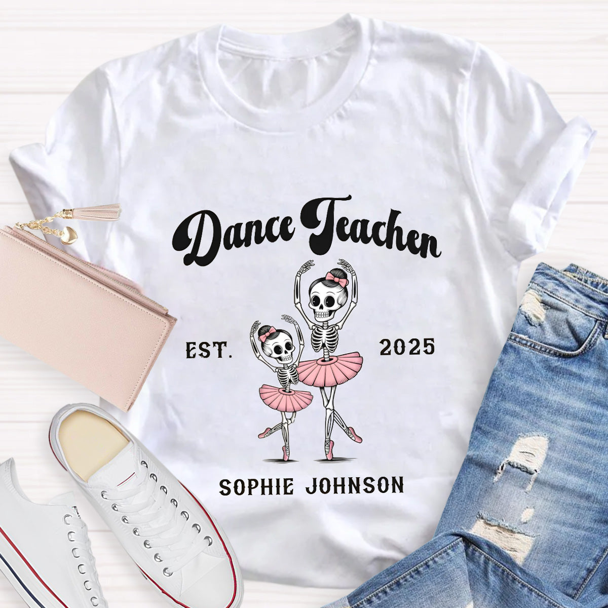 Personalized Year Pink Dance Teacher T-Shirt
