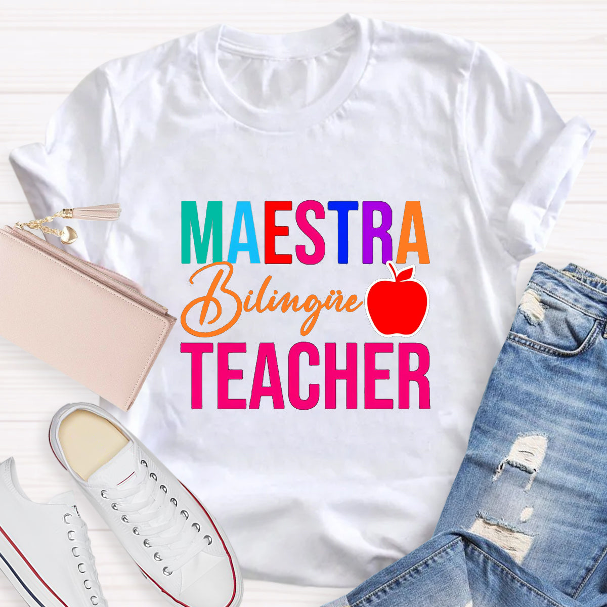 Maestra Bilingual Teacher With Apple T-Shirt