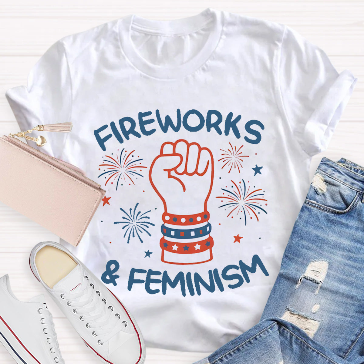 Fireworks And Feminism Teacher T-Shirt