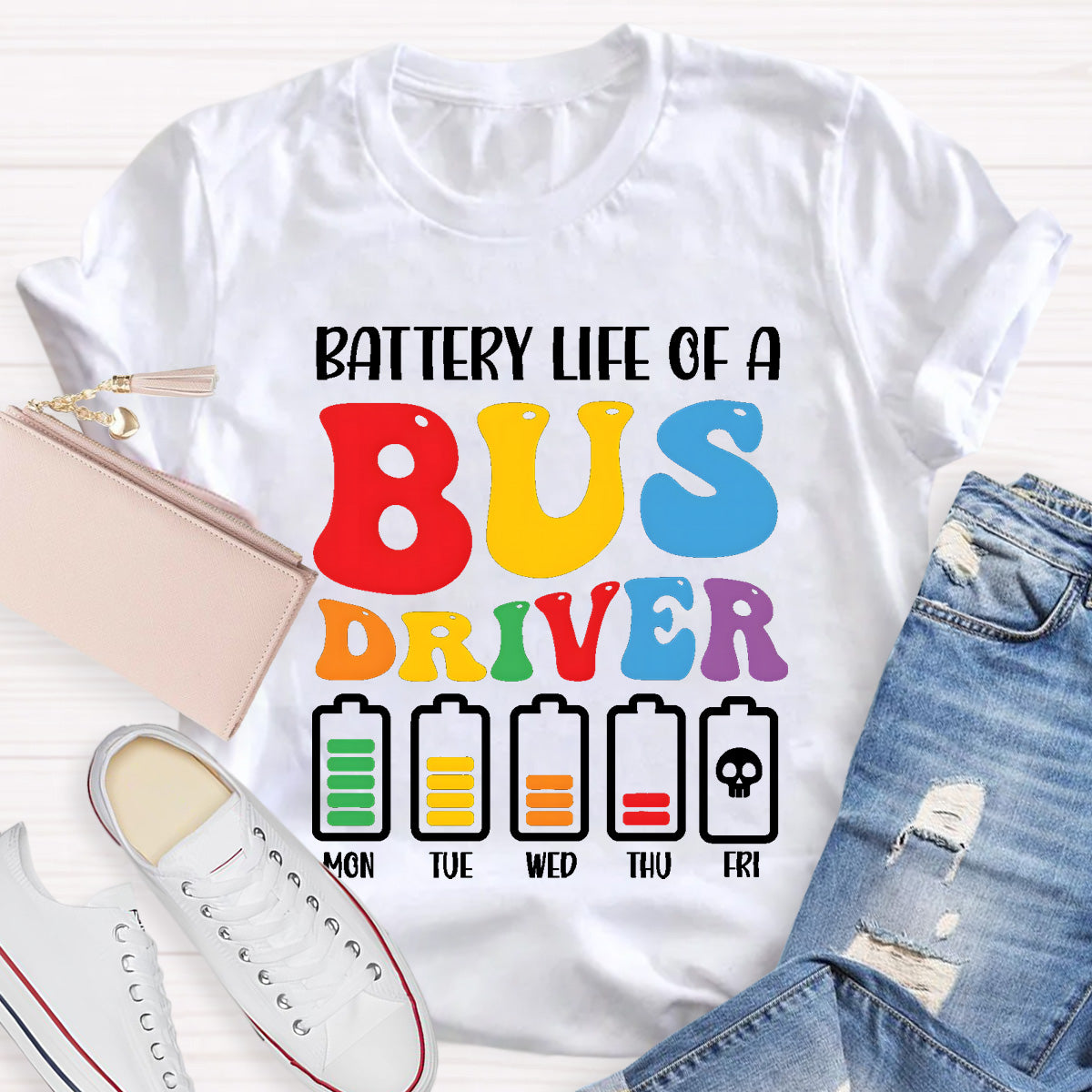 Battery Life Of A Bus Driver T-Shirt