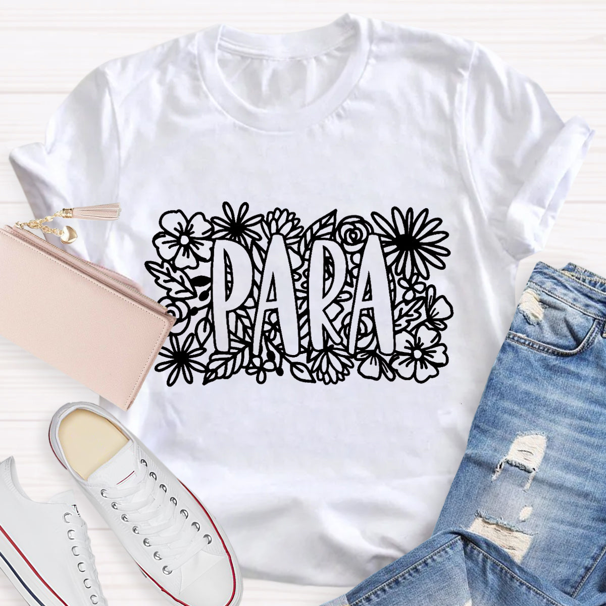 Floral Para Teacher T-Shirt