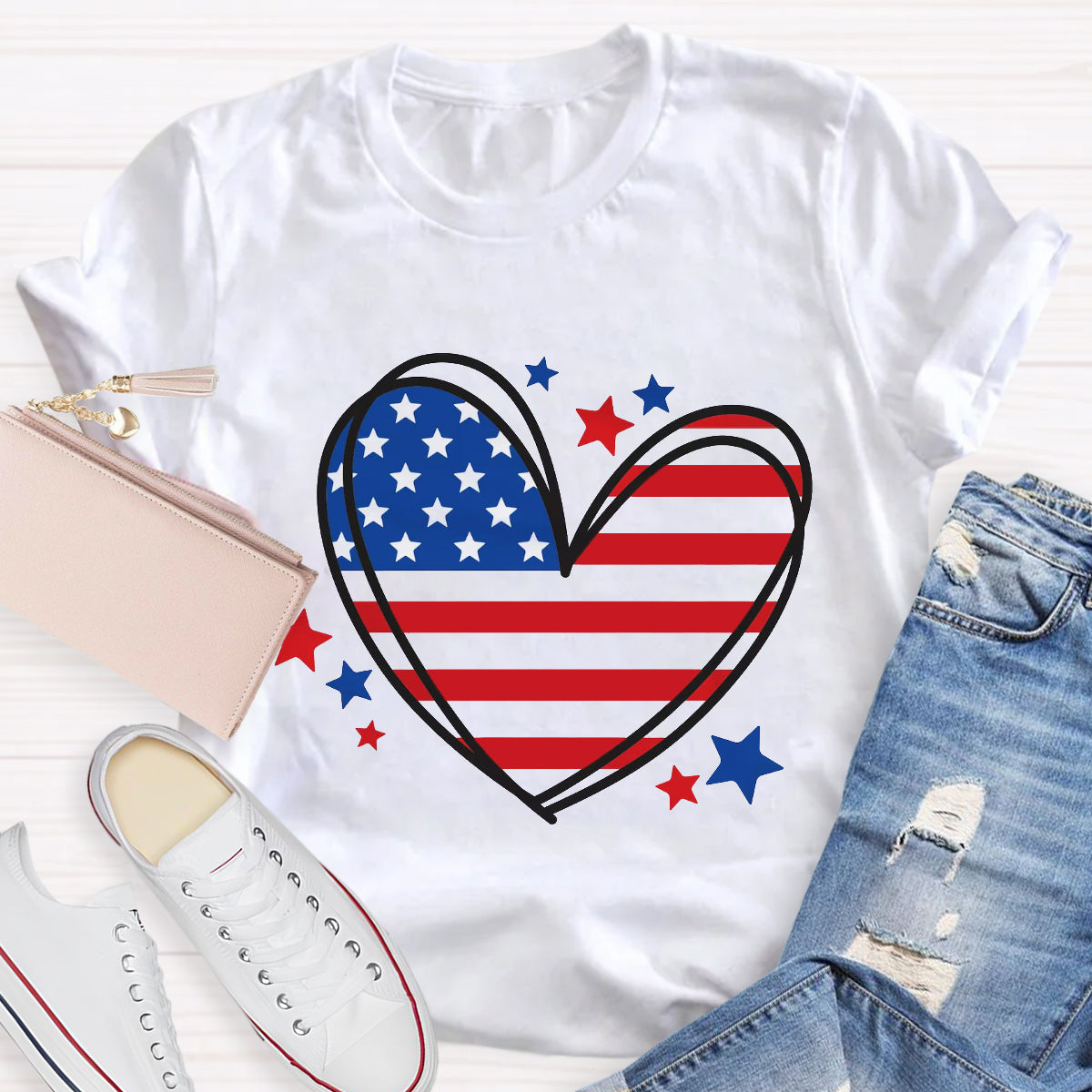 Love Heart USA Teacher T-Shirt