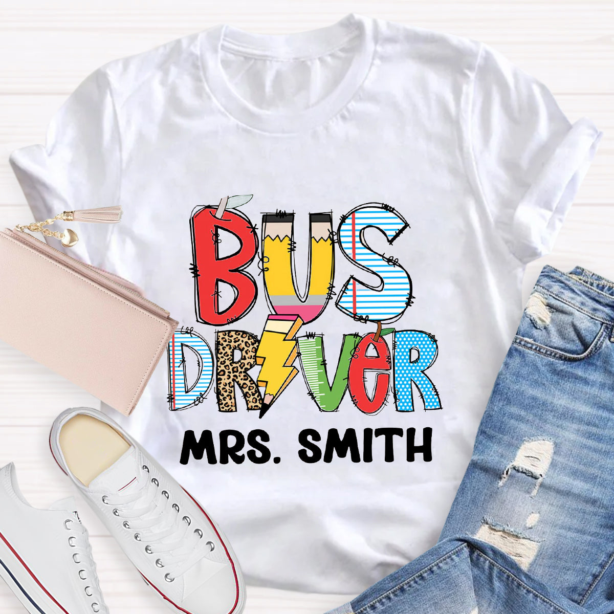 Personalized Bus Driver Name Teacher T-Shirt